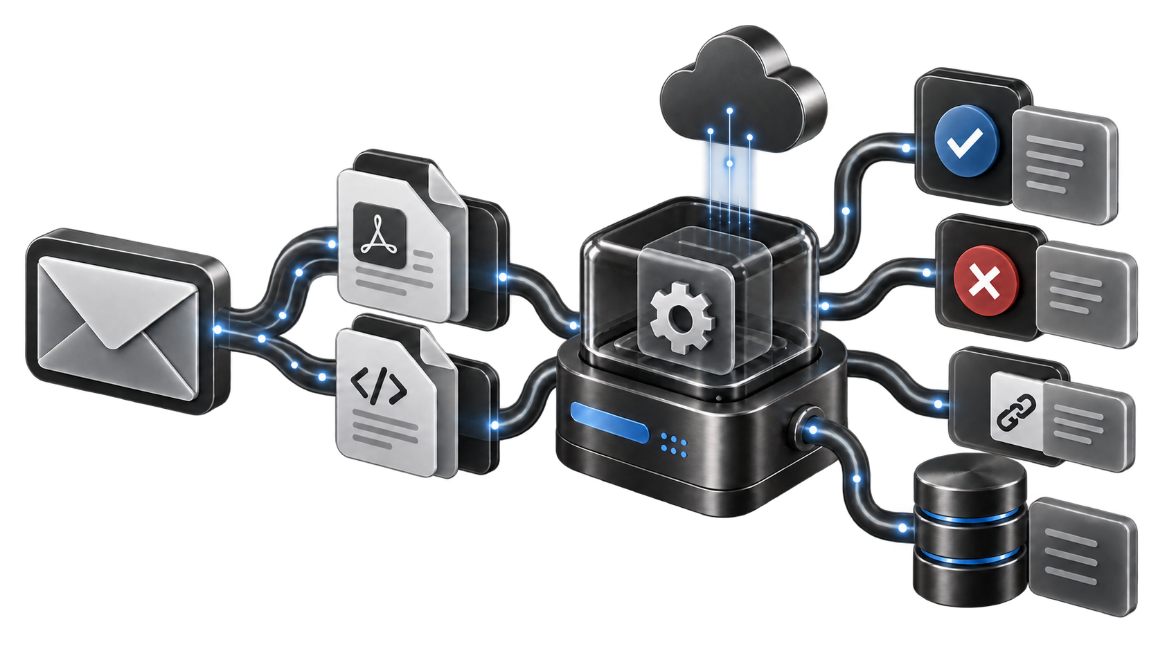 Correo, facturas y sistemas conectados mediante automatización